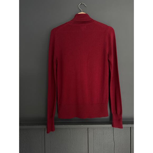 J. Crew Deep Red Burgundy Merino Wool Blend Turtleneck Size Medium - Picture 5 of 7